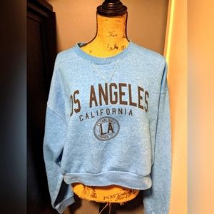 Los Angeles, CA, Blue Crop Sweatshirt, Women's Size XL